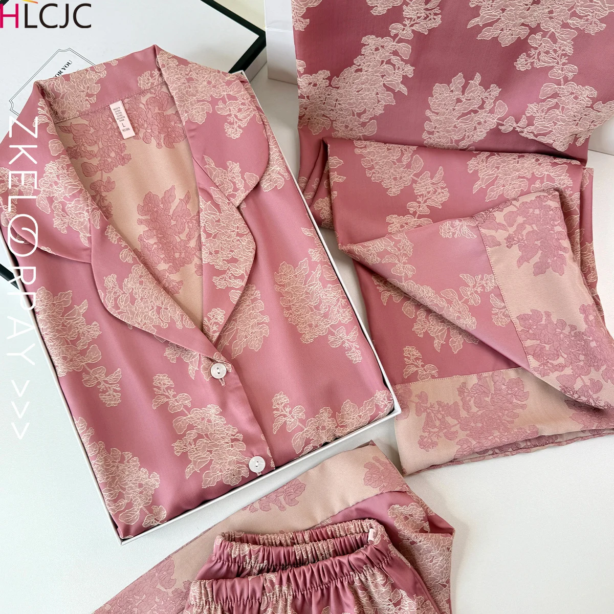 夏半袖パジャマ-3-点セットアイスシルクライト高級中国風模擬シルク大きいサイズのホーム服女性のための