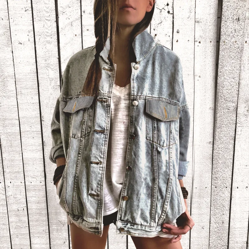 Women's Denim Coat Spring And Autumn New Punk Style Fashion Print Charm Trend Casual Plus-Size Coat