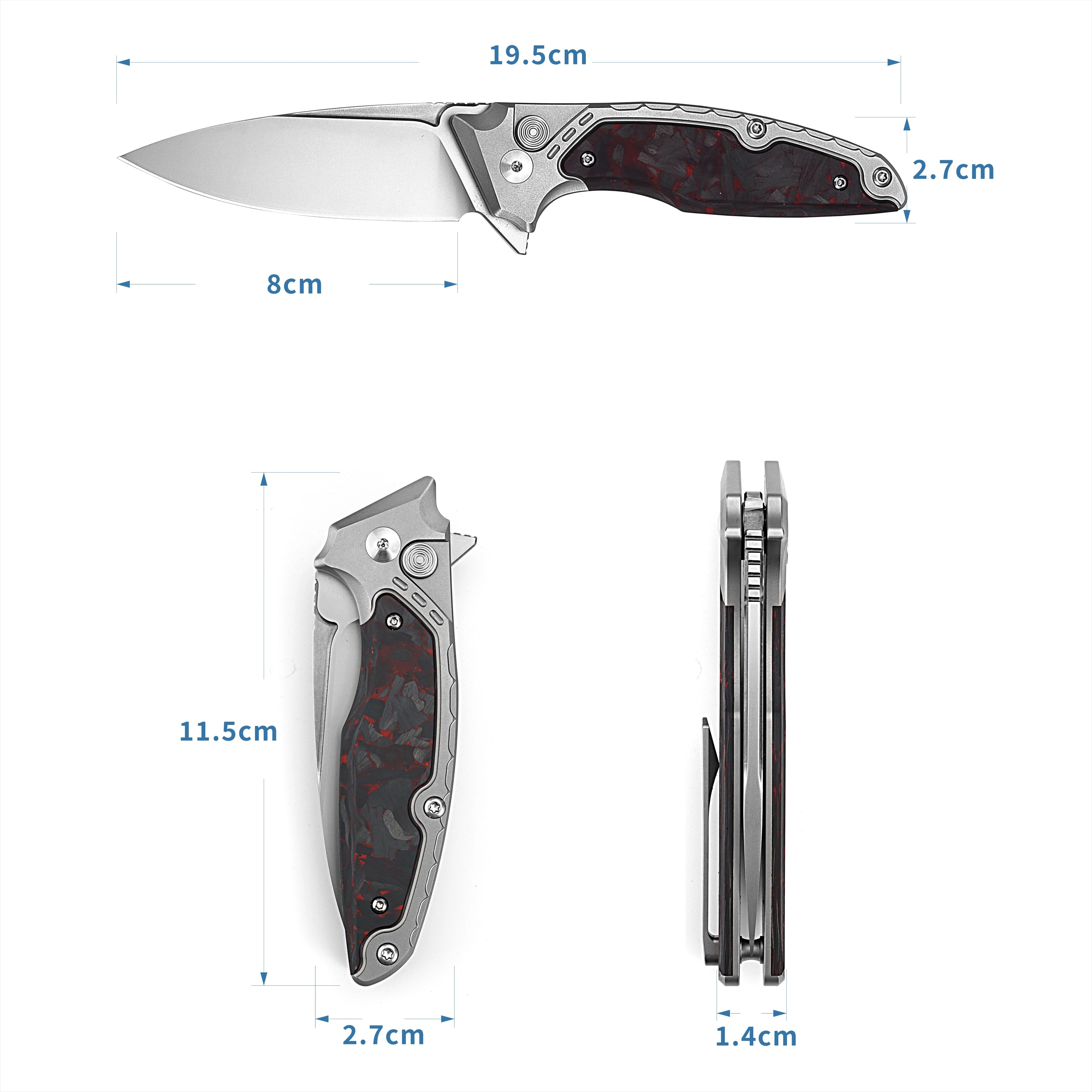 HWZBBEN J214 M390 Collect Folding Pocket Knife Titanium and Carbon Fiber Handle Edc Survival Gift MultiTool High Quality Defense