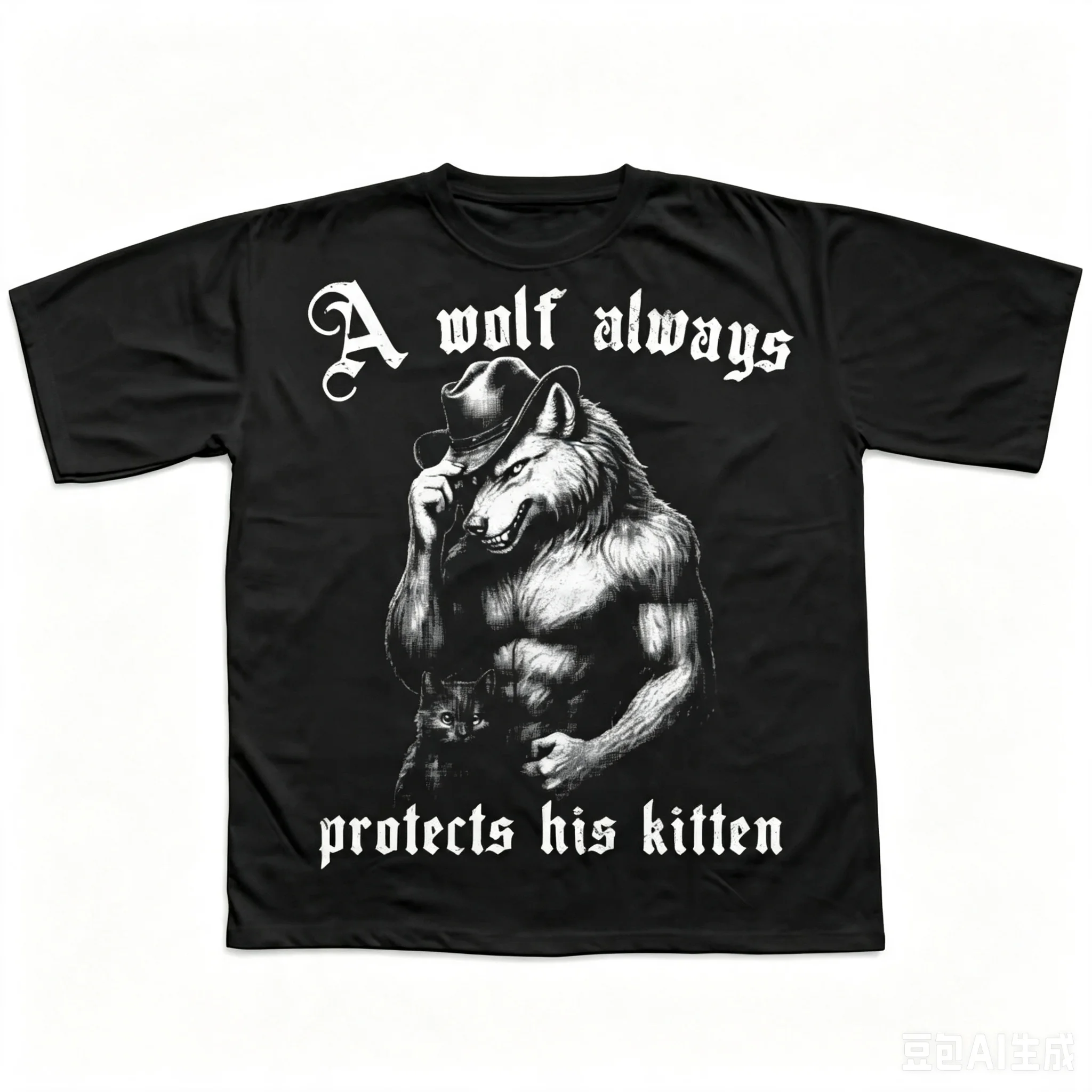 The Wolf Always Protects Its Kitten Funny Meme T-shirt Alpha Werewolf T-shirt Unstoppable T-shirt