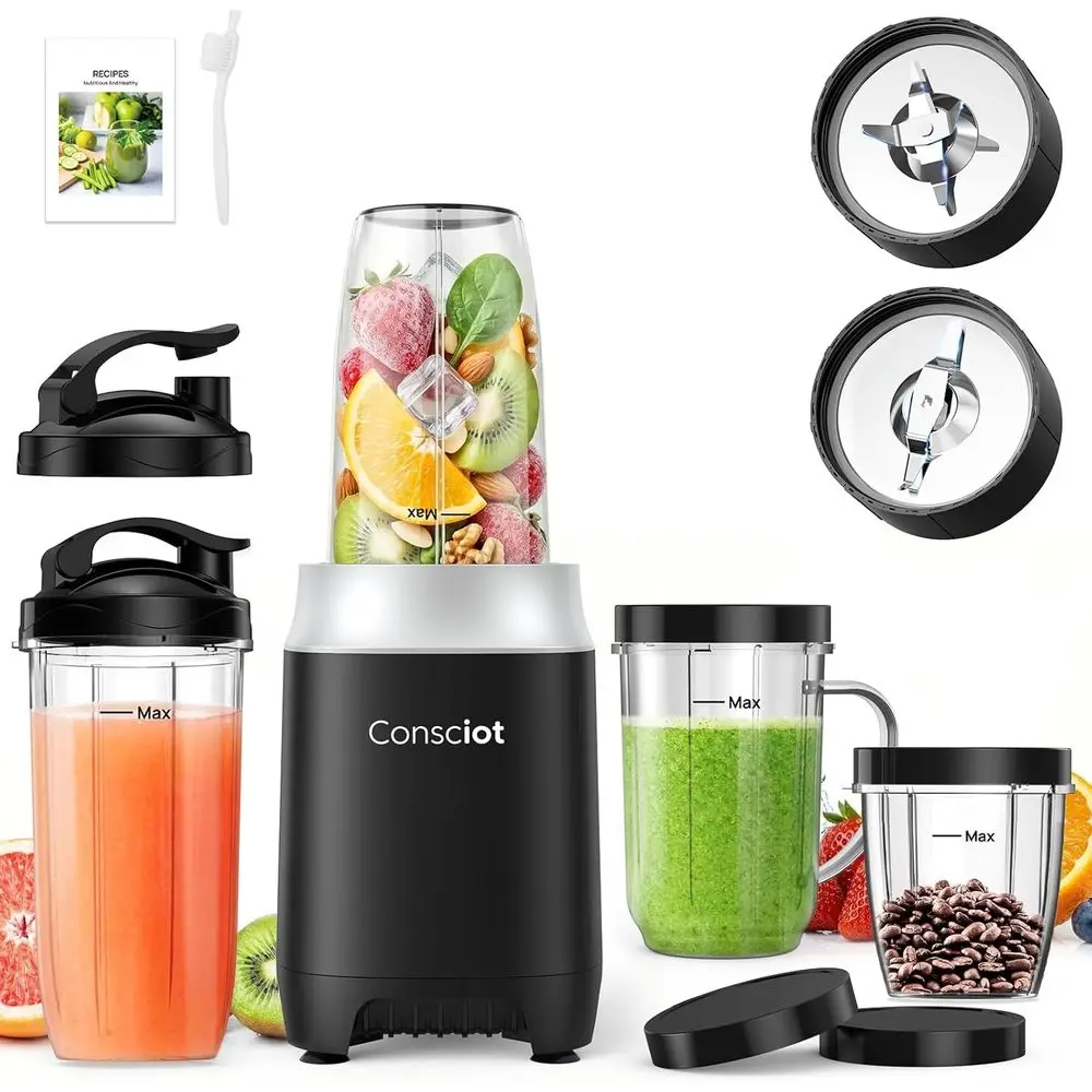 16Pcs Blender Combo, Coffee and Spice Grinder, Make Shakes, Smoothies, Frozen Drinks, Baby Food, Spreads, 4 BPA Free To-Go Cups,