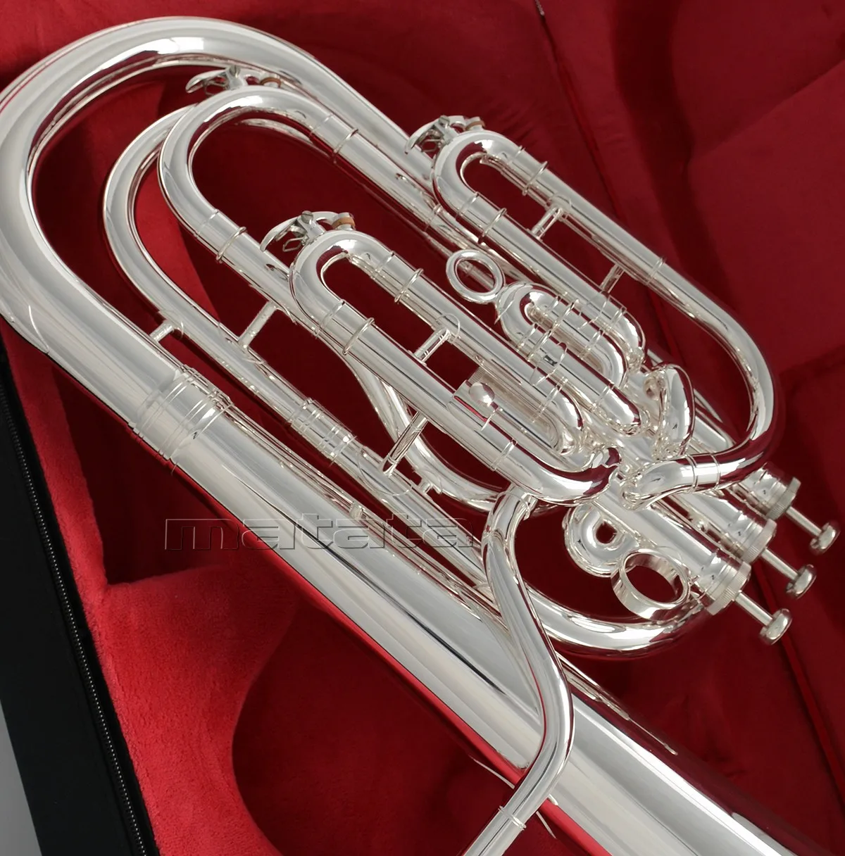Fast Ship Professional Silver Plated Compensating Baritone horn Bb key 3 Valves With Case