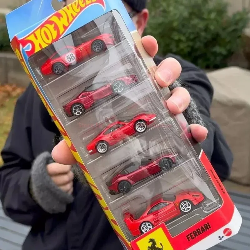 New Hot Wheels Ferrari JLN12 5PCS Set Small Sports Car Track Alloy Car Diecast Car Model Toys Boy‘s Toy Car Model view 5