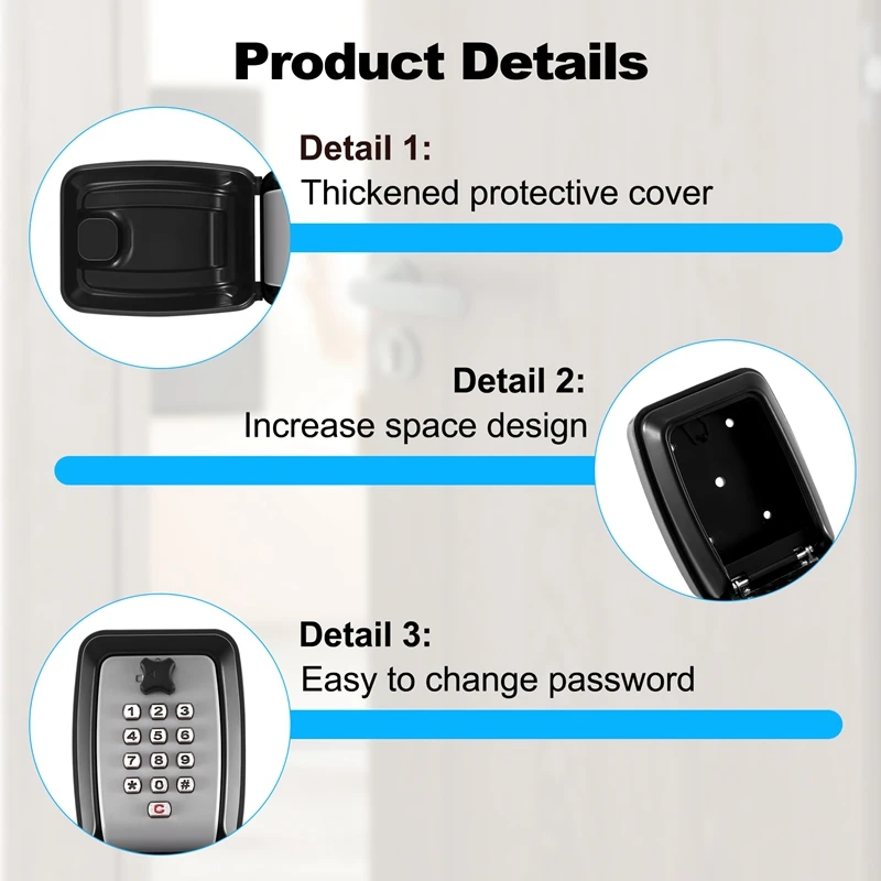 Key Box Wall Mounted Large Key Box Secure Waterproof Outdoor Key Box With 12 Code Rustproof Weatherproof Heavy Duty Key