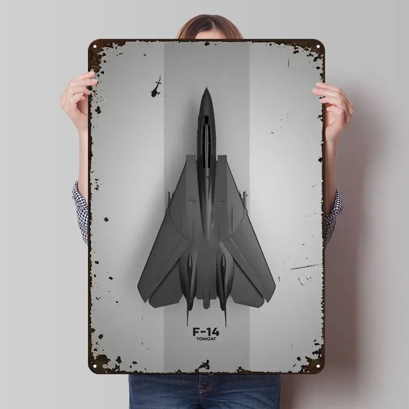 Grumman F14 Tomcat Tinplate Sign Airplane Poster Coffee Bar Accessories Custom Metal Signs for Wall Art Decoration Art of Murals