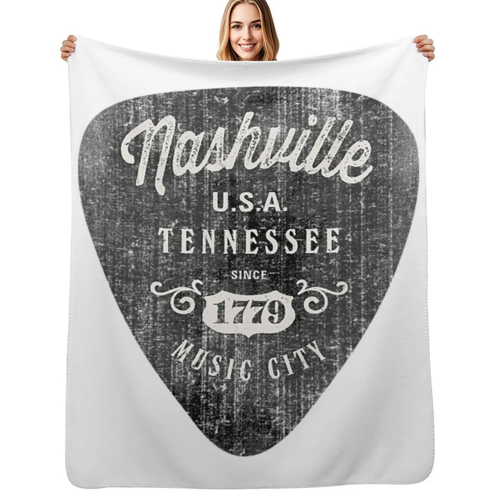

Nashville T-ShirtNashville Music City USA Vintage Throw Blanket Flannel Fabric Blankets For Sofas Quilt Hairy Blankets