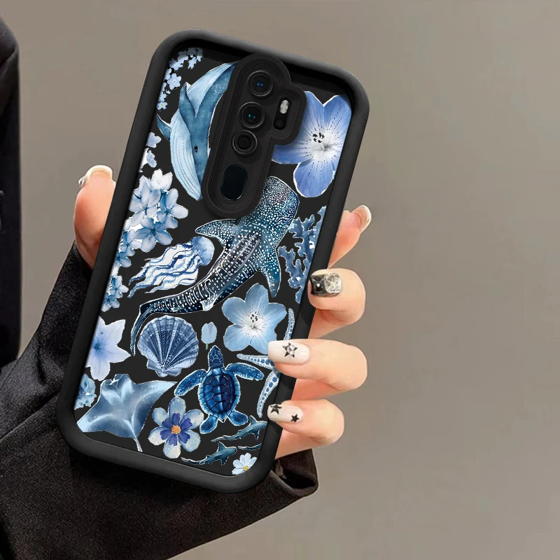 لينة حافظة هاتف من البولي يوريثان ل ممن لهم A55 A54S A53 A52 A38 A33 A32 A76 A74 A73 A72 A60 A58 A57 A57E A57S A92 القرش الحوت غطاء مطبوع