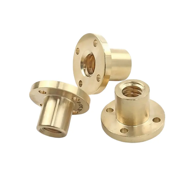 1pc Runde Kupfer Mutter Flansch Trapez Schraube Muttern T10 T12 T14 T16 T18 T20 T22 T25 T30 Für T-förmigen Schrauben CNC 3D Drucker