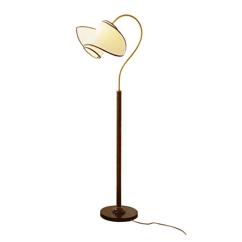 bedroom breeze floor lamp, vintage Nanyang living room solid wood atmosphere lamp