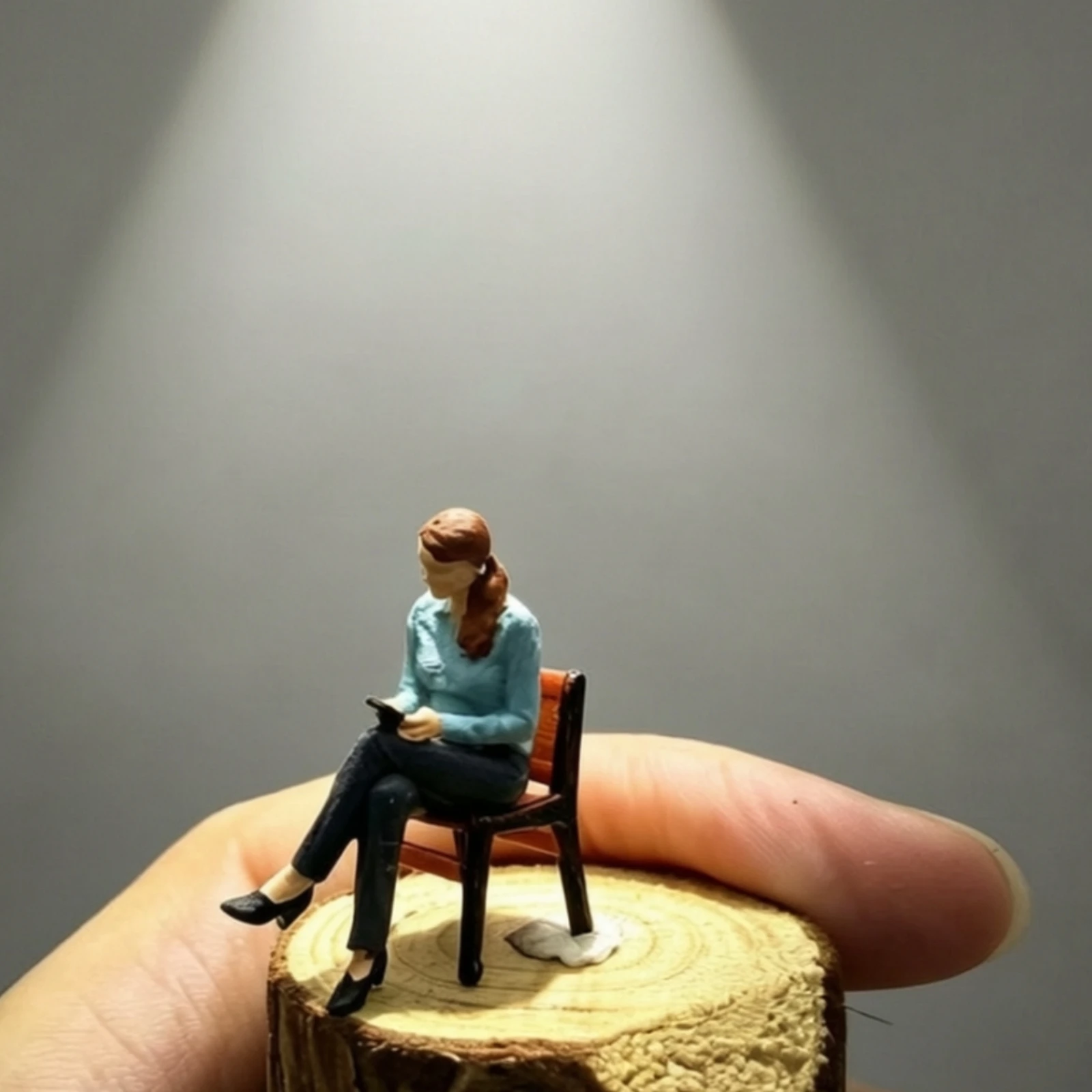 Miniature Figure with Chair Sculpted Seated Figure Desk Ornament Sturdy Figurine Compact for Collectors, Diorama, Model Layout