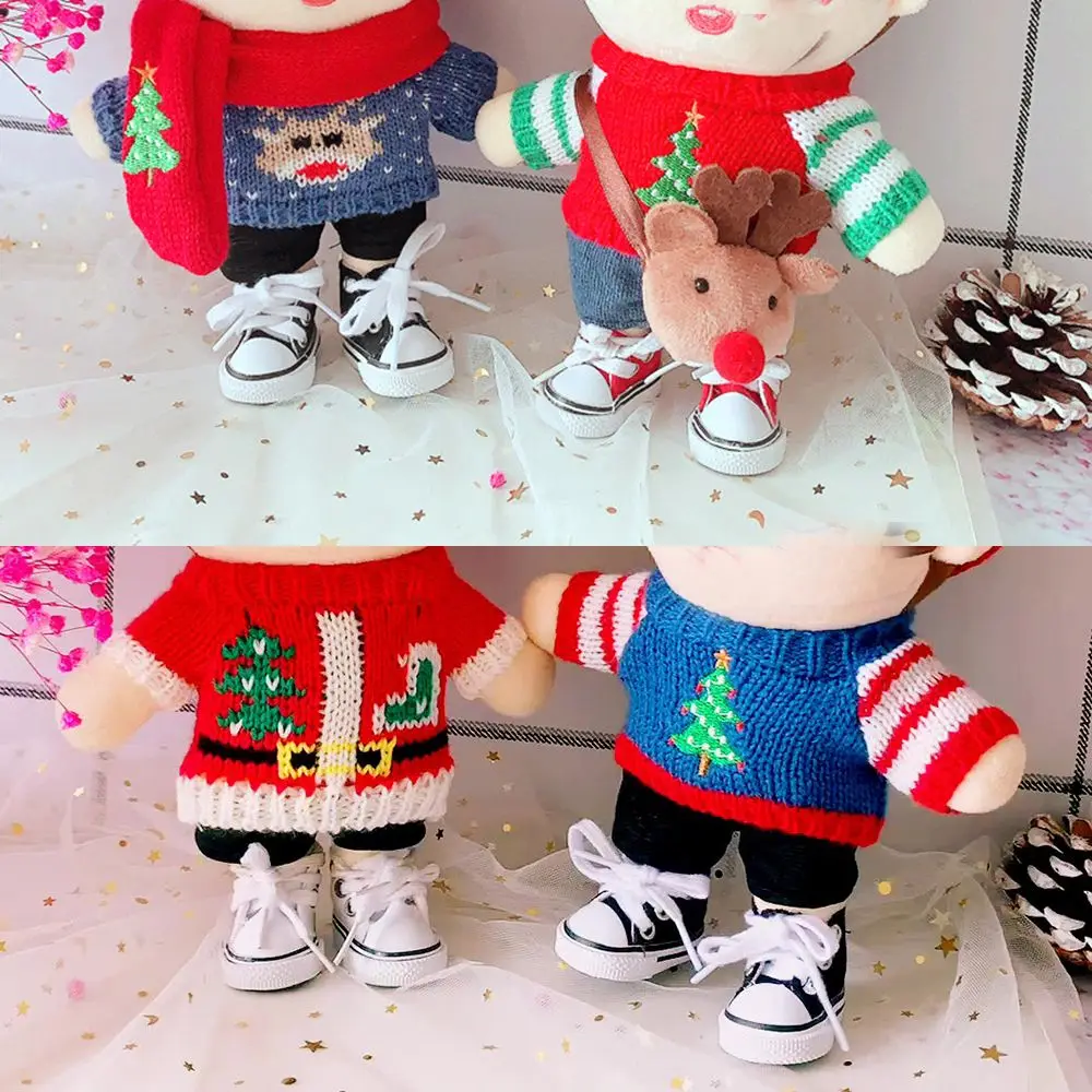 20CM Doll Clothes Knitted Sweater Plush Toys Tops Christmas Tree Snowflake Elk Christmas Decoration For Idol Dolls Accessories