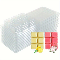 6grid Square Pvc Plastic Candle Packaging Box Diy Wax Melting Shell Mold Transparent Plastic Tray Coreless Wax Melting Candlebox
