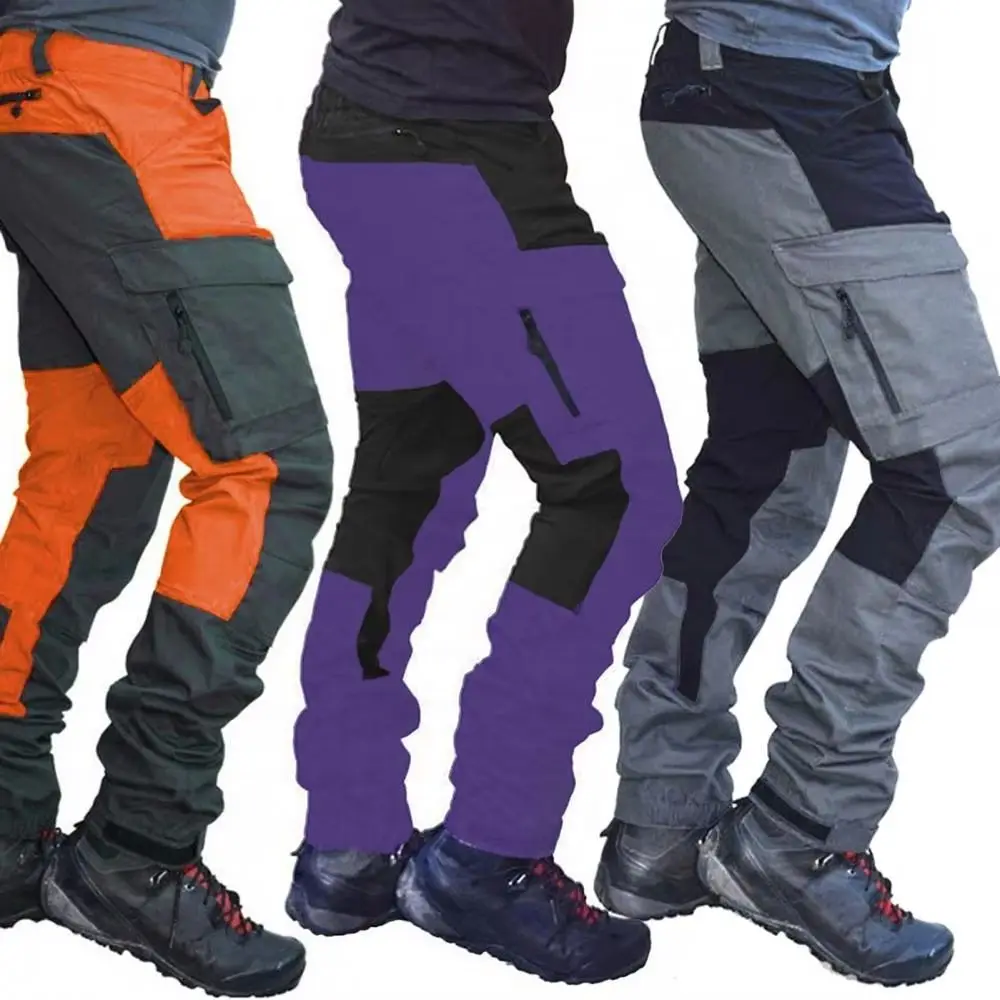 

Повседневные мужские модные спортивные длинные брюки-карго с цветными блоками и несколькими карманами, дышащие рабочие брюки, мужские рабочие брюки, мужская одежда