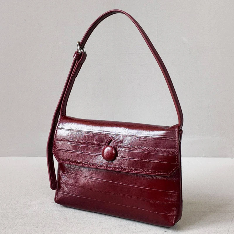 

Leather Mini Envelope Bags For Women Luxury Designer Handbag And Purse 2026 New In Cattle Split Leather Button Underarm Shoulder