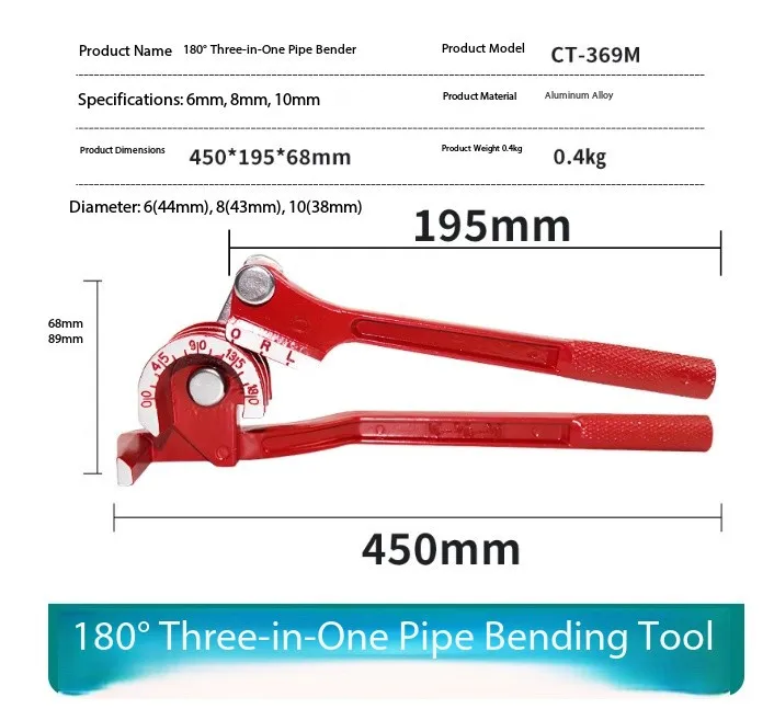 Manual Pipe Bender for Air Conditioning Copper and Aluminum Tubing