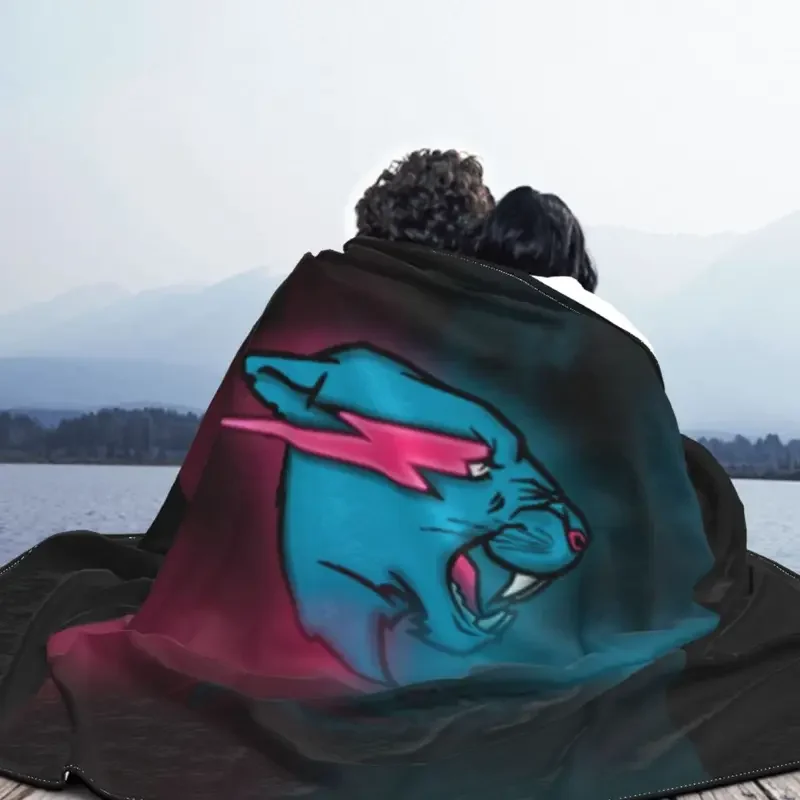 Mr Beast Lightning Cat Blankets Fleece Spring/Autumn Child Gift Multi-function Warm Throw Blanket for Sofa Travel Bedspread