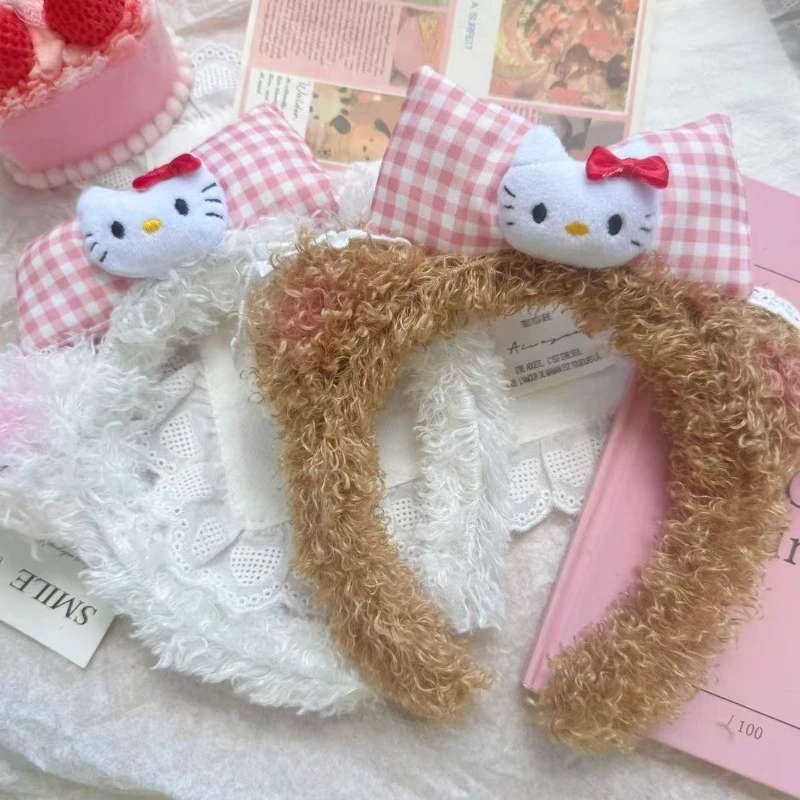 عصابة رأس نسائية لطيفة على شكل قطة من القطيفة، عصابة رأس على شكل فيونكة لغسل الوجه، مكياج وشريط شعر جميل مضغوط