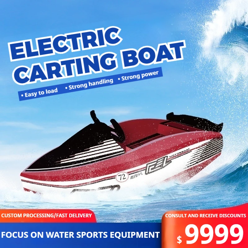

Fiberglass Electric Water Kart 45km/h 90min 2-Seater High-Speed Boat for Adults Lake Ocean Marine Vehicle 140kg Load