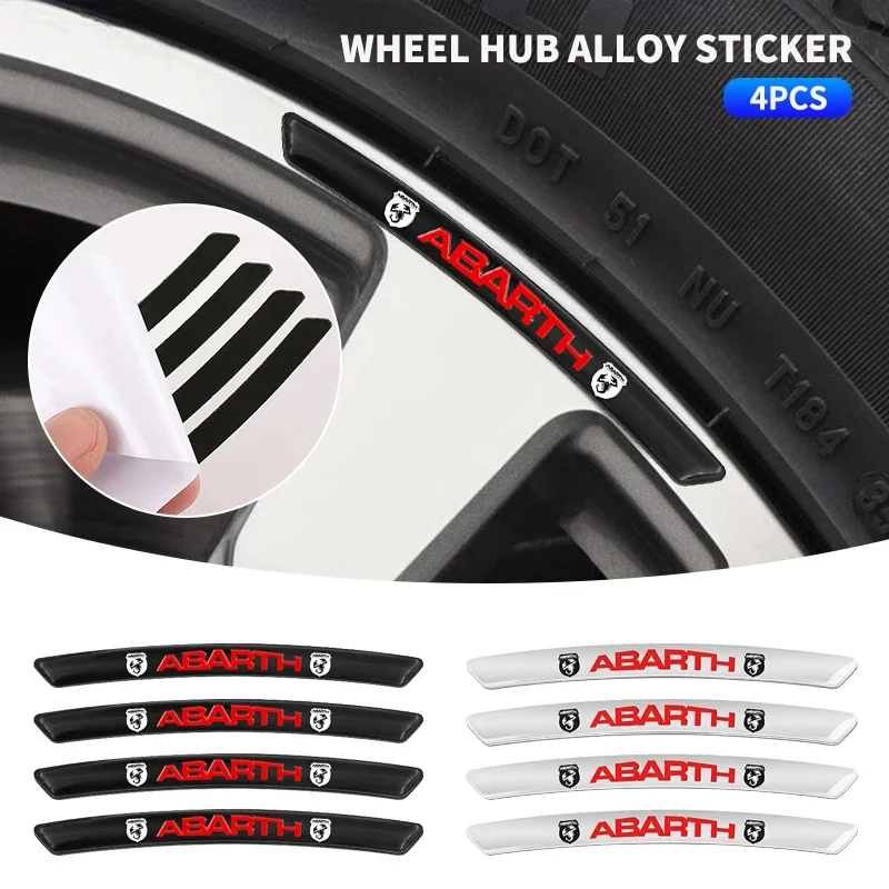 

4pcs Metal Alloy Car Badge Wheel Hub Rims Stickers Accessories For Abbas Abarth Lingua Legno Punto 125 500 595 695 Stilo Ducato