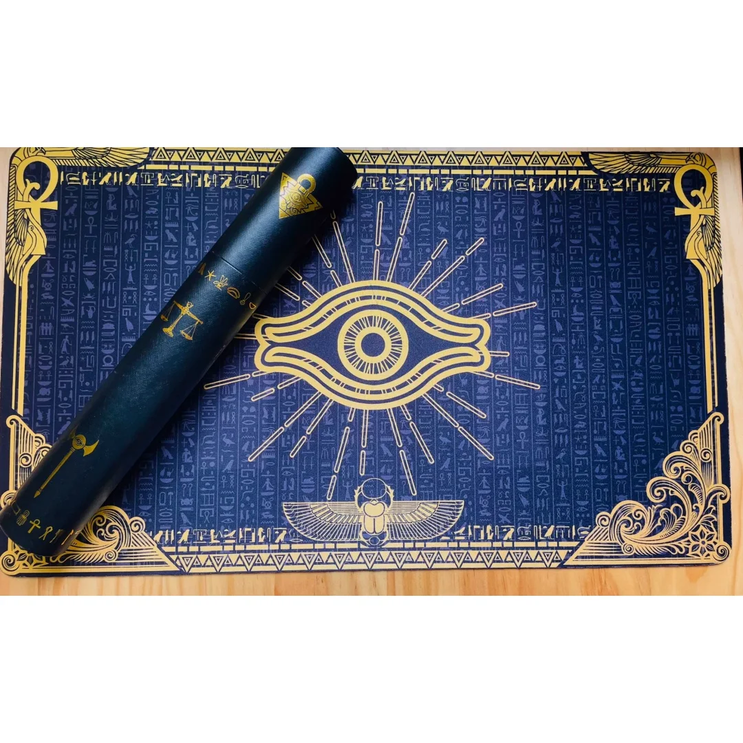 600x350mm Yu-Gi-Oh！Millennium Eye Theme Surface Flash Playmat 1.5mmless Edge Ancient Egyptian Style Single Board Game Card Mat
