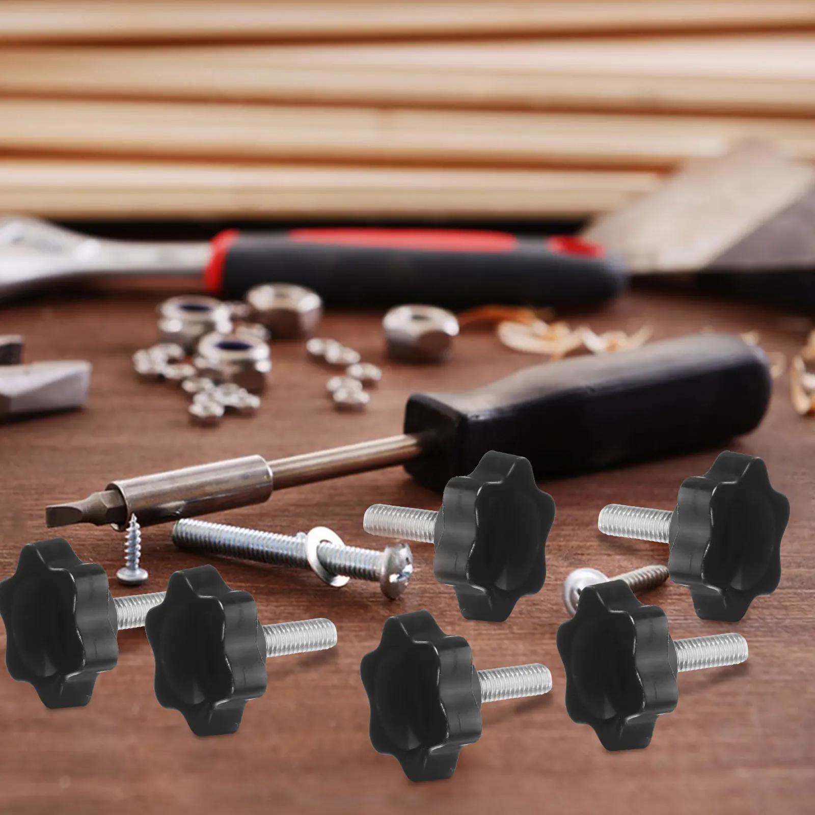 

4Pcs Star Shaped Hand Screw Durable Plastic Knobs Ergonomic Design For Home Improvement Machinery Automotive Parts