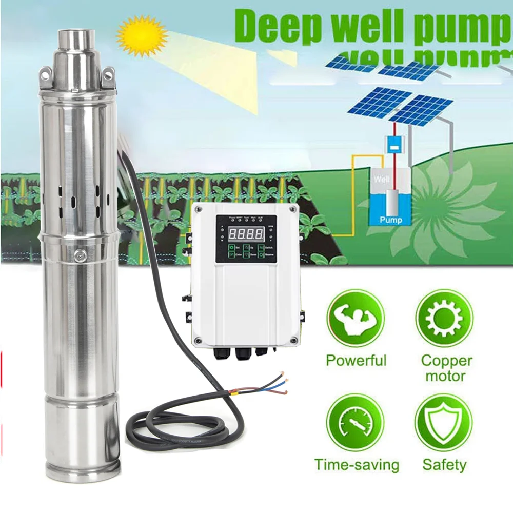With MPPT Controller and Float Ball Control The Water Level Switch Solar Deep Well Pump Solar DC Drilling Submersible Pump