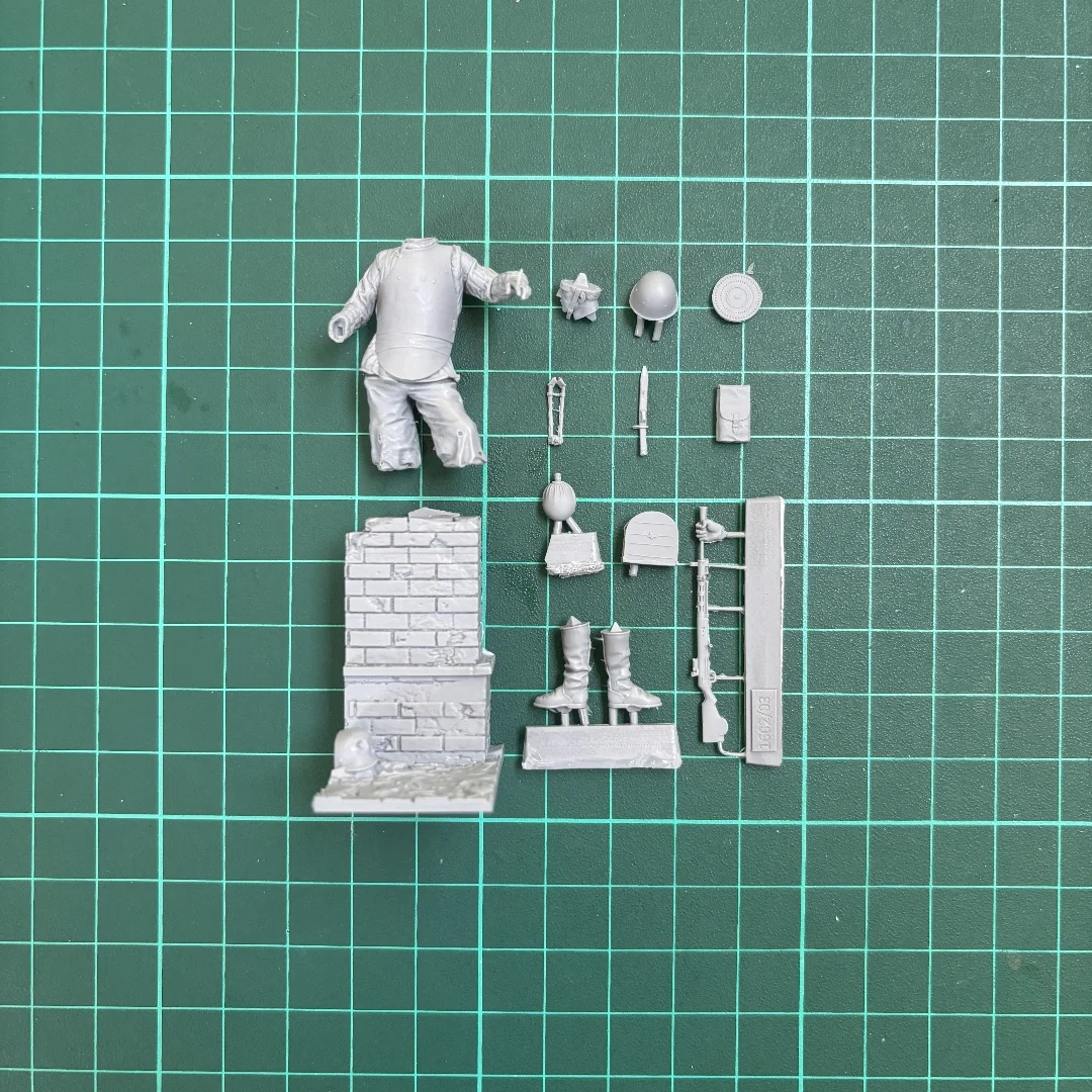 1/35 Resin Soldier Unpainted Model Kit, Assault Engineer Brigade Machine Gunner,(with wall) unassembled and unpainted GK,858R