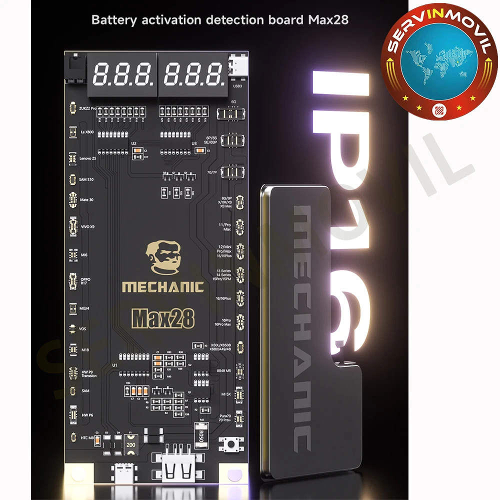 Mechanic Max28 Battery One-click Activation Detection Board for IPhone 6-16ProMax Circuit Inspection Charging Tester Repair Tool