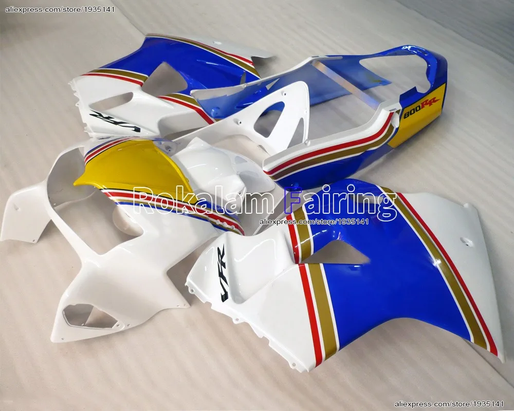 

Комплект для Honda VFR800 98 99 00 01 VFR 800 VFR800RR 1998 1999 2000 2001 VFR 800RR Комплект обтекателя послепродажного обслуживания кузова