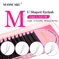 MASSCAKU 4D/5D L/M extensiones de pestañas postizas en forma de U fáciles de recoger imitación visón negro mate 8-15mm mezcla de pestañas de maquillaje naturales suaves