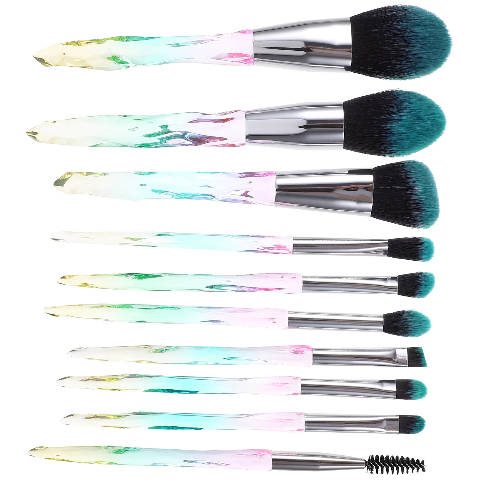 10Pcs Makeup Brush Set Soft Non-Shedding Fiber Bristles for Flawless Foundation Face Powder Blush Eyeshadow Application Ideal