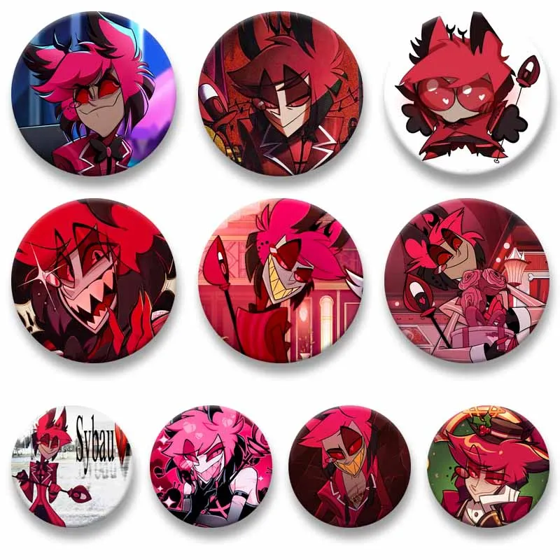 Funny Fictional Character Alastor Enamel Pin Button Anime Round Snap-in Brooch Jewelry Accessory Customize Cartoon Badge for Bag