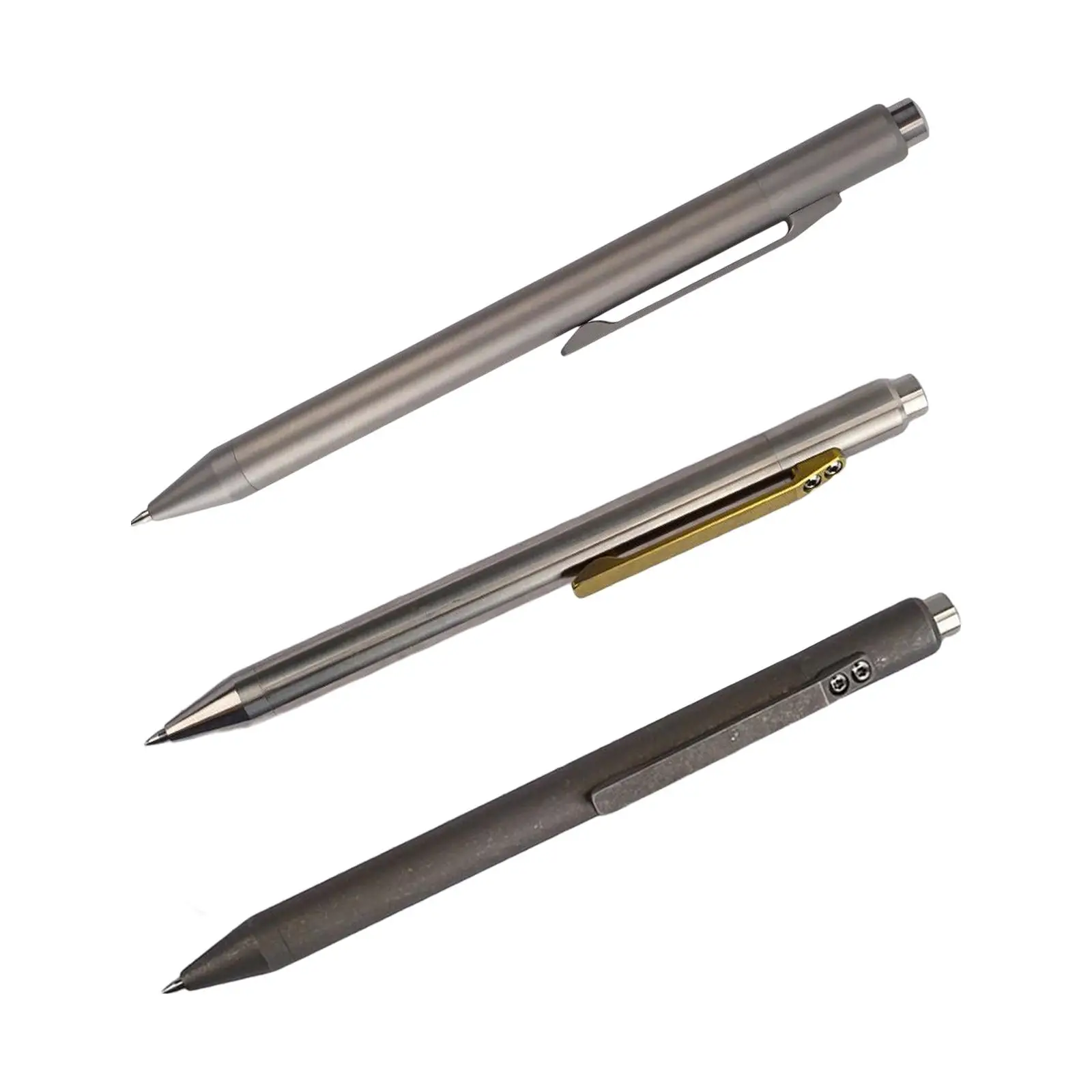 

Retractable Ballpoint Pen Titanium Alloy Portable Ball Pen Replaceable Pen Refill for Office