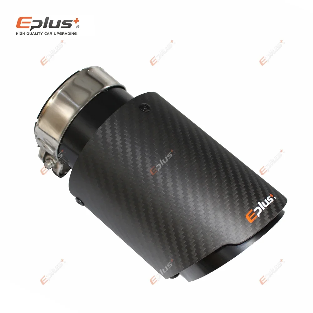 Car Matte Carbon Fiber Muffler Tip Exhaust System Pipe Mufflers Nozzle  Straight Stainless Black