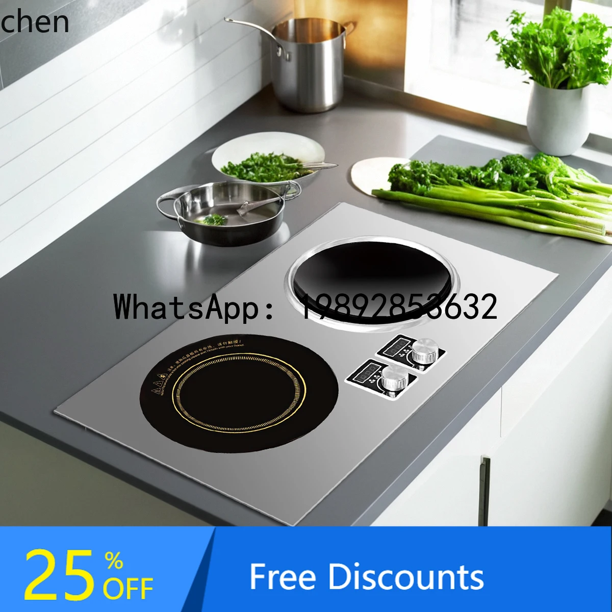 AB   household embedded double stove binocular induction cooker double head high power stir-frying concave electric cooker