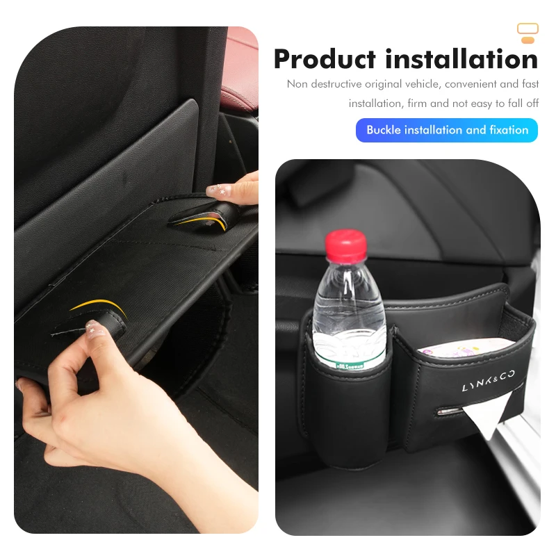 Leather Car Seat Storage Bag Cup Holder Tissue Box Organizer For LYNK&CO 01 02 Hatchback 03 Phev 05 Phev 06 Phev 09