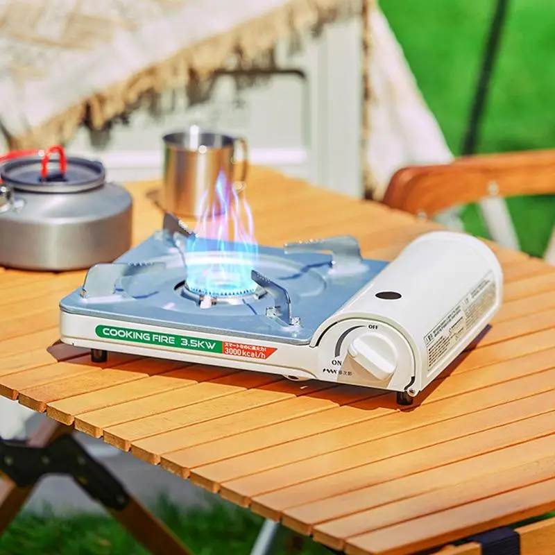 3500W Camping Burner Outdoor Cassette Stove Windproof Burner Portable Cooking Tool Energy Saving Stove for Fishing Climbing