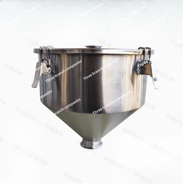 304 Sanitary Food Stainless Steel Kitchen Funnel Sealing Cover Hopper Conical Filling Machine Large Diameter