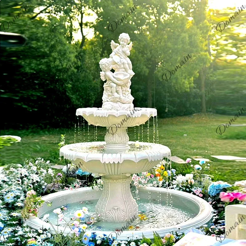 European Courtyard Water Fountain Wedding Wishing Well Garden Fish Pond Outdoor Decorative Ornament
