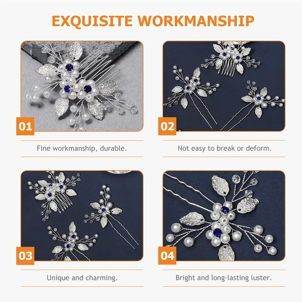 

1 Set Pearl Flower Comb Bride Headdress Wedding Banquet Bridal Hair Accessories For Women Girls Durable Elegant Charming Prom