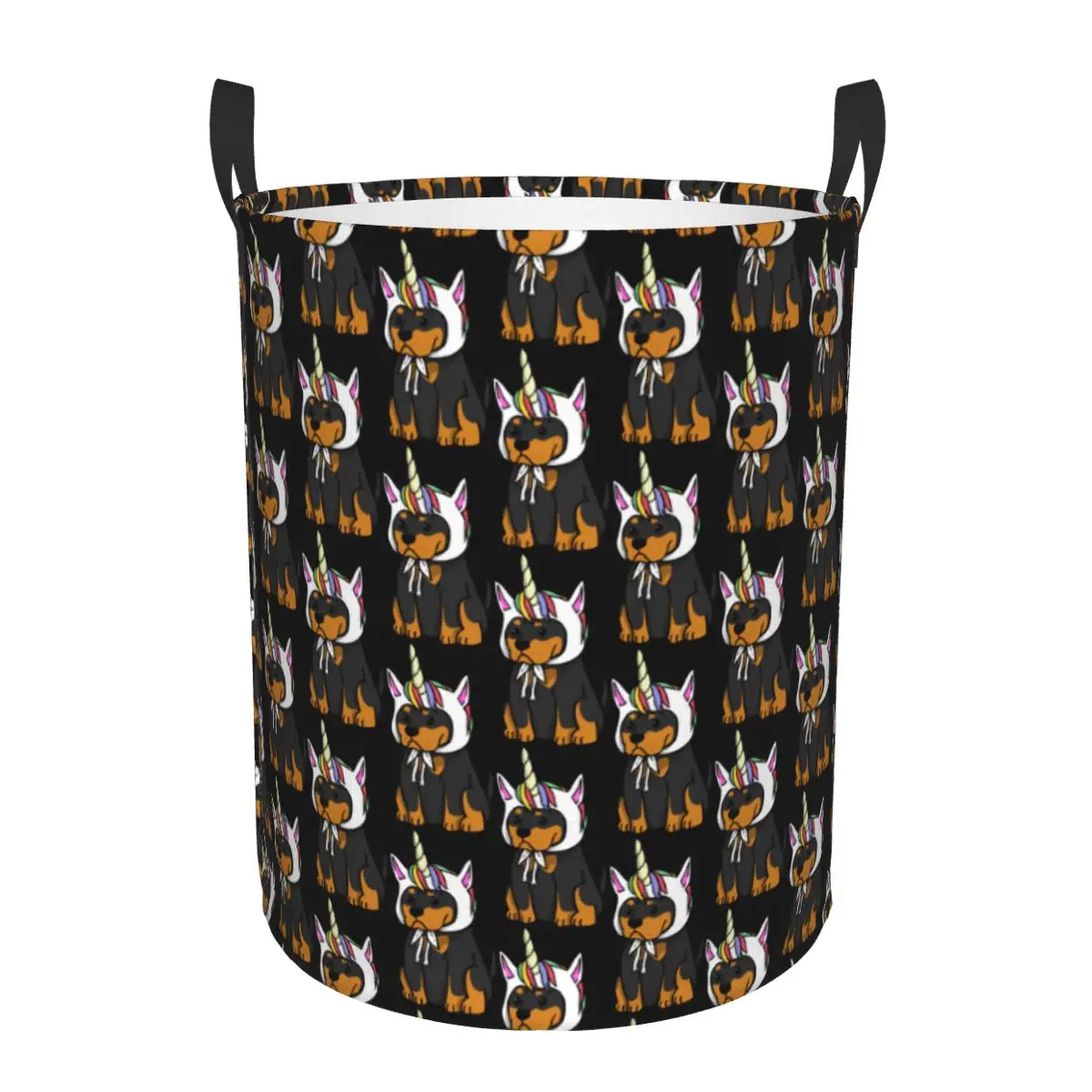 Custom Rottweiler Unicorn Laundry Basket Foldable Metzgerhund Dog Lover Clothes Hamper for Baby Kids Toys Storage Bin