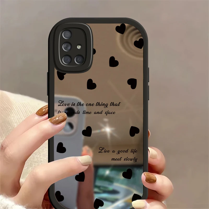 Mirror Silicone Case For Samsung Galaxy A05 A05S A10S A20S A21S A30 A30S A70 A11 A31 A51 A71 A03 A03S A04 A04E Love Heart Cover