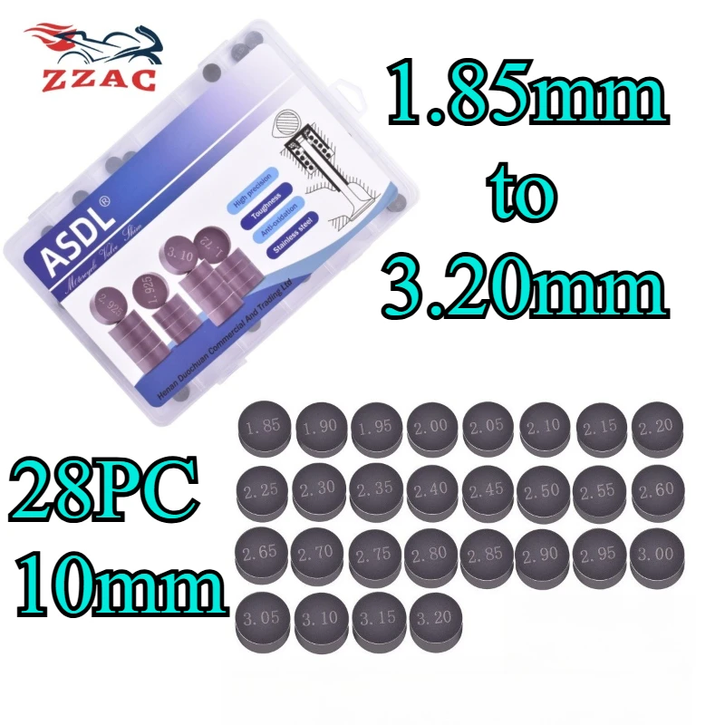 28PC 10mm 1.85-3.2mm Engine Parts Adjustable Complete Valve Gasket Shim Kit For Harley/Davidson Aprilia K/TM 1390 1290 1190 990