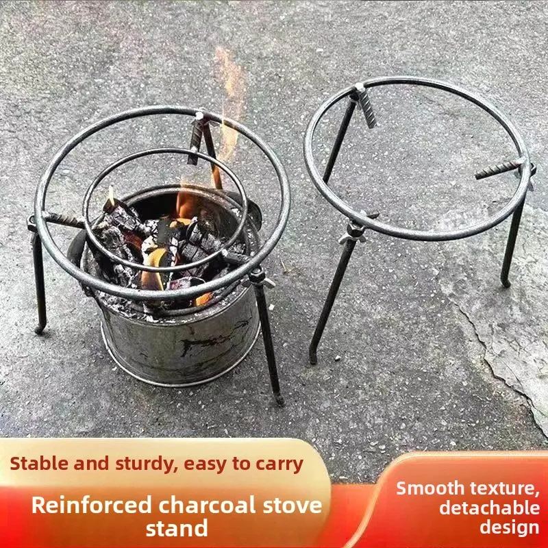Outdoor Iron Tripod Fire Pit Wok Holder round Grill Rack Barbecue Cooking Utensils Chinese Style Three-legged Stand for 3-5 P...