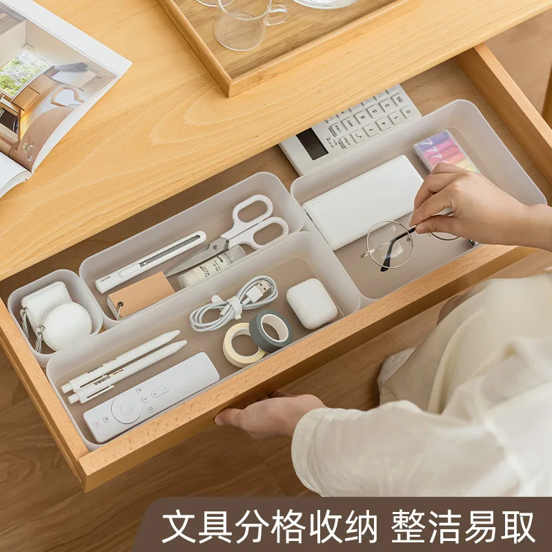 Stationery Drawer Storage Separate Storage Box Desktop Office Desk Built-in Pen Storage Grid Plastic