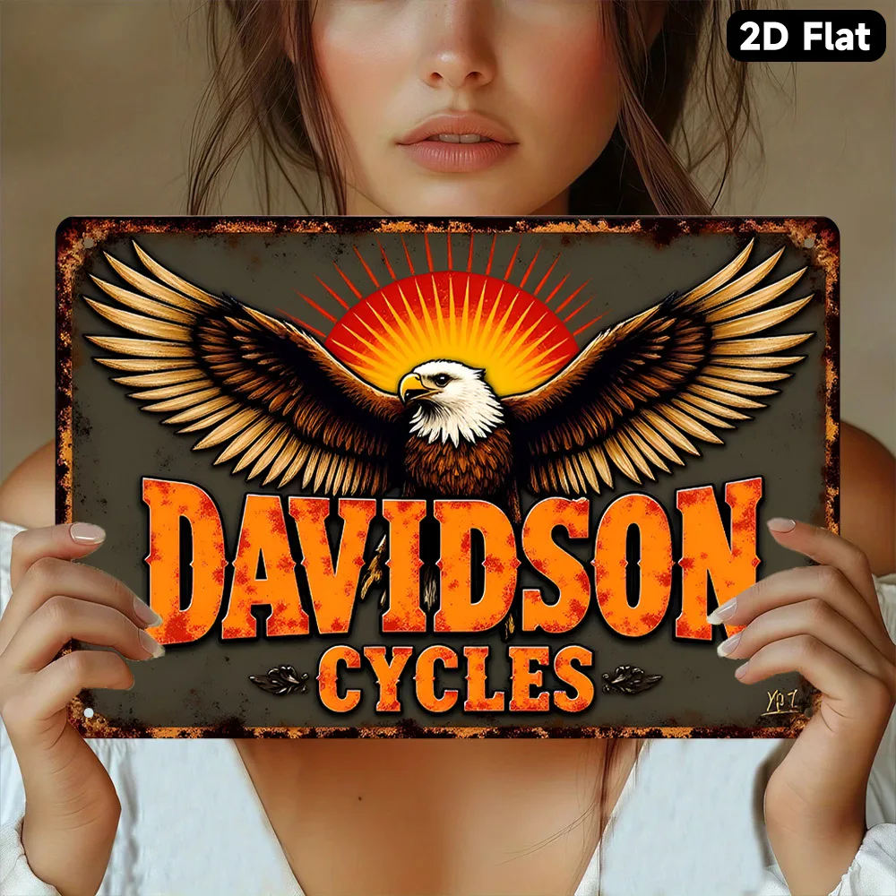 - Rebel Spirit on Wheels Classic Motor Davidson Cycles Design Vintage-Inspired Metal Sign, , Square Tabletop Decor for Man Cave