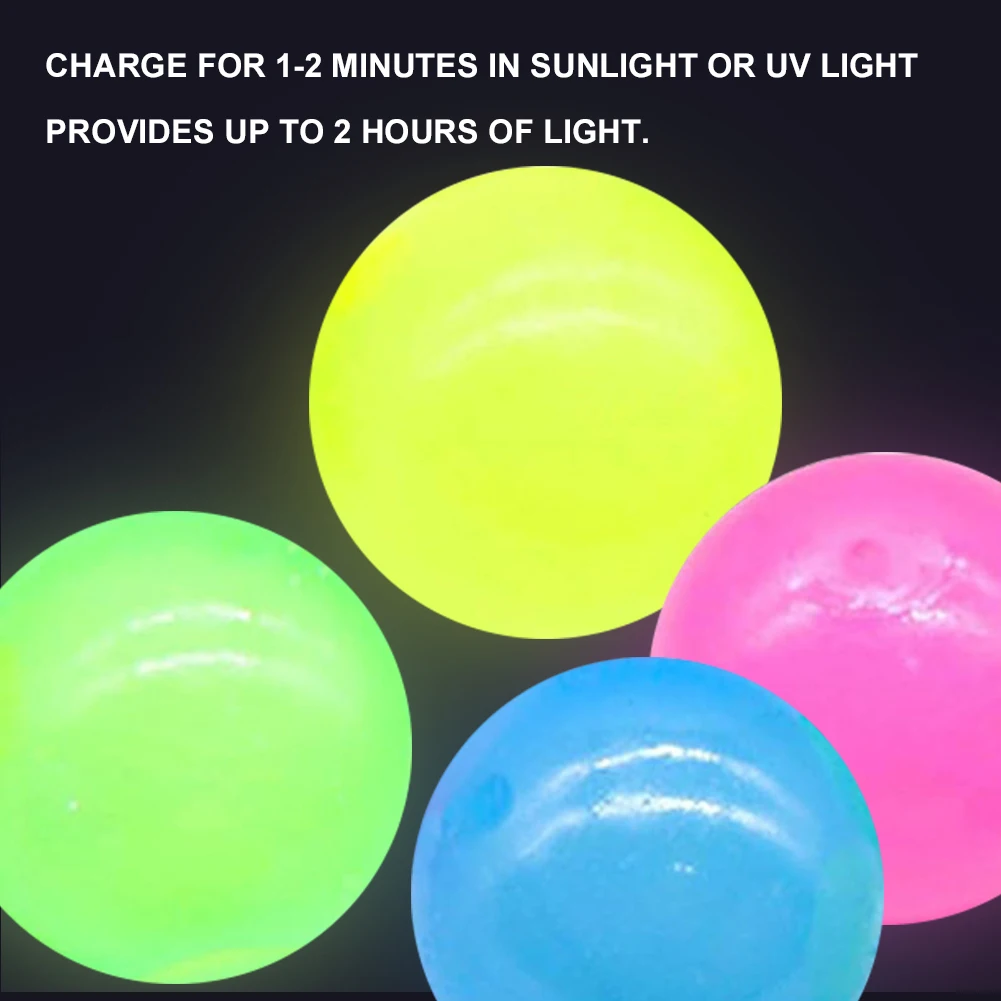 6/12/16PCS Glow in The Dark Sticky Ballen Stick To The Plafond Fun Decompressie Fidget Speelgoed kous Kleinigheidjes voor Kinderen en Volwassenen
