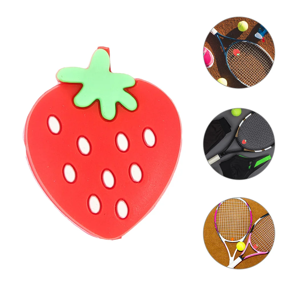 

4 Pcs Tennis Racket Shock Absorber Dampeners Silicone Red Outdoor Sports Accessory Strawberry Design Fits Various