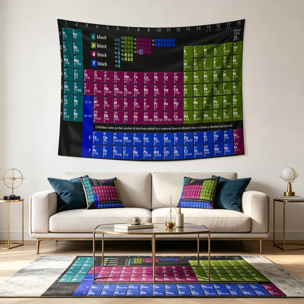 1PC Basic Chemical Element Table Printing Background Banner, Bedroom Living Room Photo Background, Polyester Fiber