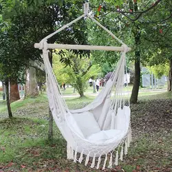 Hammock Camping Outdoor Furniture Hanging Rope Hammock Chair Swing With Pillow Garden Hanging Hammock Swing Chair Lazy Bed